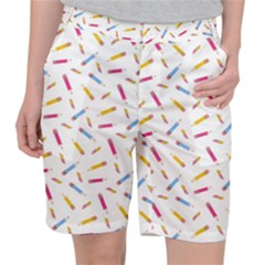 Multicolored Pencils And Erasers Pocket Shorts by SychEva