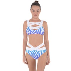 White Tiger Purple & Blue Animal Fur Print Stripes Bandaged Up Bikini Set  by Casemiro