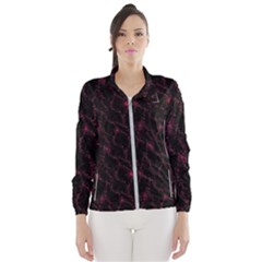 Pink Abstract Flowers With Splashes On A Dark Background  Abstract Print Women s Windbreaker by SychEva