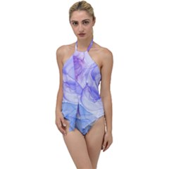 Purple And Blue Alcohol Ink  Go With The Flow One Piece Swimsuit by Dazzleway