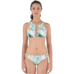 Green And Orange Alcohol Ink Perfectly Cut Out Bikini Set by Dazzleway