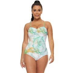 Green And Orange Alcohol Ink Retro Full Coverage Swimsuit by Dazzleway