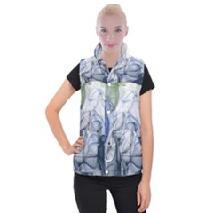 Blue Alcohol Ink Women s Button Up Vest by Dazzleway