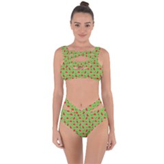 Juicy Slices Of Watermelon On A Green Background Bandaged Up Bikini Set  by SychEva