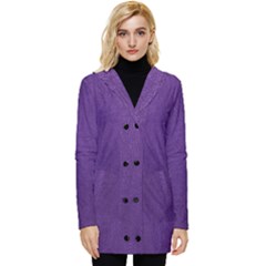 Leather Smooth 18-purple Button Up Hooded Coat  by skindeep