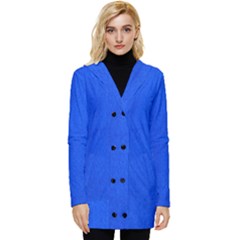 Leather Smooth 22 Blue Button Up Hooded Coat  by skindeep