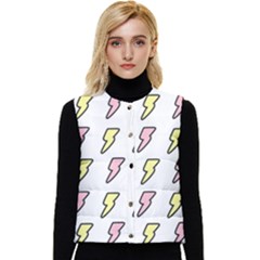 Pattern Cute Flash Design Women s Short Button Up Puffer Vest by brightlightarts