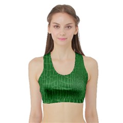Crocodile Leather Green Sports Bra With Border by skindeep