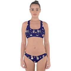 Terrier Cute Dog With Stars Sun And Moon Cross Back Hipster Bikini Set by SychEva