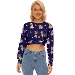 Terrier Cute Dog With Stars Sun And Moon Lightweight Long Sleeve Sweatshirt by SychEva
