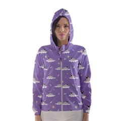 Pug Dog On A Cloud Women s Hooded Windbreaker by SychEva