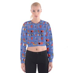 Blue 50s Cropped Sweatshirt by InPlainSightStyle
