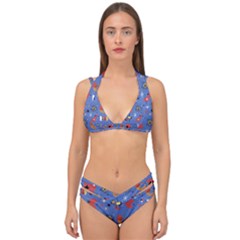 Blue 50s Double Strap Halter Bikini Set by InPlainSightStyle