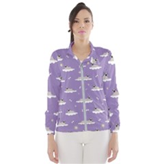 Cheerful Pugs Lie In The Clouds Women s Windbreaker by SychEva