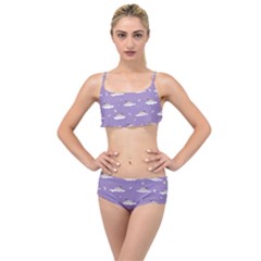 Cheerful Pugs Lie In The Clouds Layered Top Bikini Set by SychEva