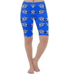 Powder Blue Tang Print Cropped Leggings  by Kritter