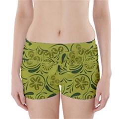 Folk Flowers Pattern  Boyleg Bikini Wrap Bottoms by Eskimos