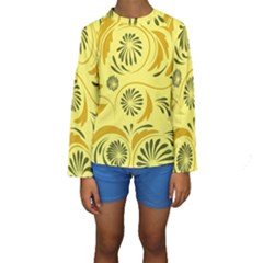 Folk Flowers Pattern  Kids  Long Sleeve Swimwear by Eskimos