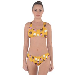 Ice Cream On An Orange Background Pattern                                                              Criss Cross Bikini Set by LalyLauraFLM