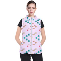 Marine Fish Multicolored On A Pink Background Women s Puffer Vest by SychEva