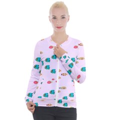 Marine Fish Multicolored On A Pink Background Casual Zip Up Jacket by SychEva