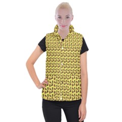 Cute Deer Pattern Yellow Women s Button Up Vest