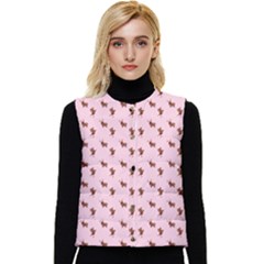Kawaii Cute Deer Pink Women s Short Button Up Puffer Vest by snowwhitegirl