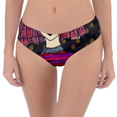 Floral Band Goth Girl Grey Bg Reversible Classic Bikini Bottoms by snowwhitegirl