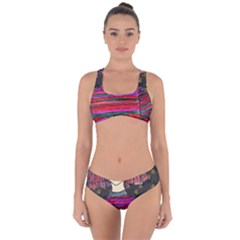 Floral Band Goth Girl Grey Bg Criss Cross Bikini Set