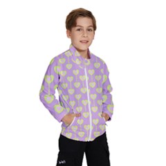 Yellow Hearts On A Light Purple Background Kids  Windbreaker by SychEva