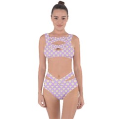 Yellow Hearts On A Light Purple Background Bandaged Up Bikini Set  by SychEva