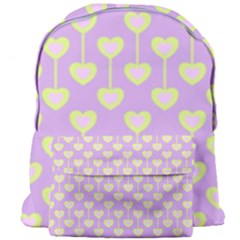 Yellow Hearts On A Light Purple Background Giant Full Print Backpack by SychEva