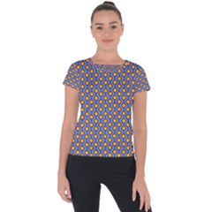 Yellow Circles On A Purple Background Short Sleeve Sports Top  by SychEva