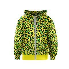Yellow And Green, Neon Leopard Spots Pattern Kids  Zipper Hoodie by Casemiro