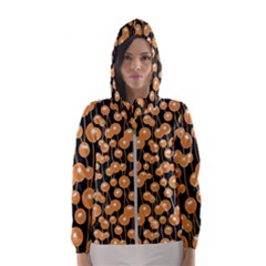 Orange Dandelions On A Dark Background Women s Hooded Windbreaker by SychEva