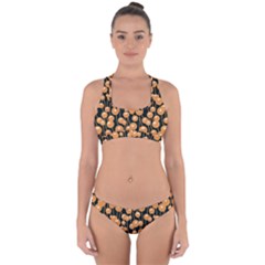 Orange Dandelions On A Dark Background Cross Back Hipster Bikini Set by SychEva