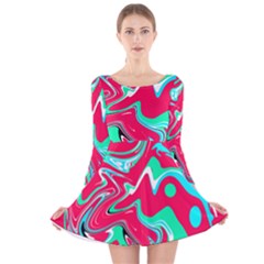 A Bold Splash Long Sleeve Velvet Skater Dress by SeaworthyClothing