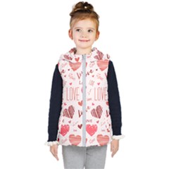 Hearts And Love Seamless Kids  Hooded Puffer Vest by coxoas