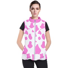 Pink Cow Spots, Large Version, Animal Fur Print In Pastel Colors Women s Puffer Vest by Casemiro