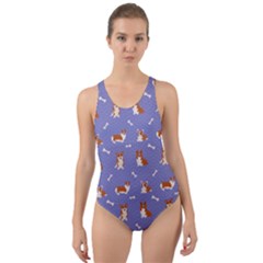 Cute Corgi Dogs Cut-out Back One Piece Swimsuit by SychEva