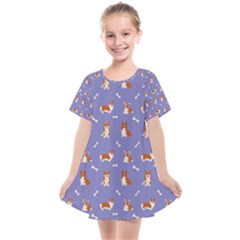 Cute Corgi Dogs Kids  Smock Dress by SychEva