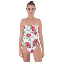 Roses Background Tie Back One Piece Swimsuit by coxoas