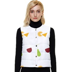 Cocktails Seamless Pattern Women s Short Button Up Puffer Vest by coxoas