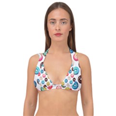 Delicious Multicolored Donuts On White Background Double Strap Halter Bikini Top by SychEva