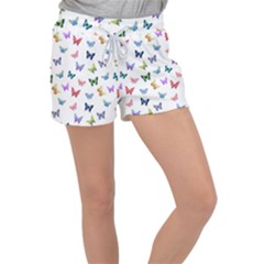 Cute Bright Butterflies Hover In The Air Velour Lounge Shorts by SychEva