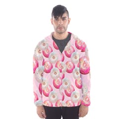 Pink And White Donuts Men s Hooded Windbreaker by SychEva