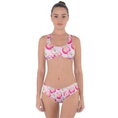 Pink And White Donuts Criss Cross Bikini Set by SychEva