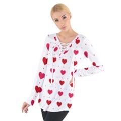 Romantic Valentine s Heart Pattern Tie Up Tee by coxoas