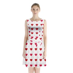 Romantic Valentine s Heart Pattern Sleeveless Waist Tie Chiffon Dress by coxoas