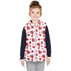 Valentine s Stamped Hearts Pattern Kids  Hooded Puffer Vest by coxoas